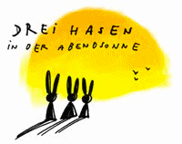 Drei Hasen in der Abendsonne